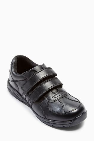 Black Double Strap Shoes (Older Boys)